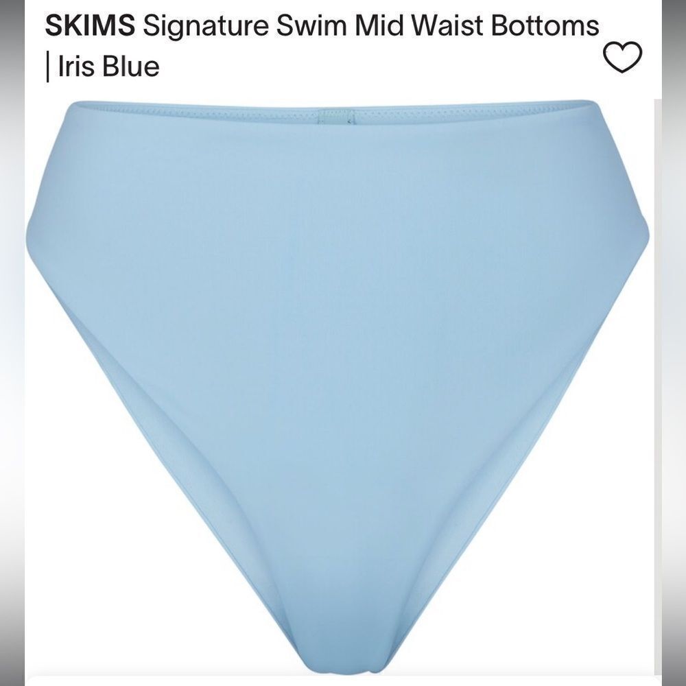 NWT SKIMS Signature Swim Mid Waist Bottoms | Iris Blue